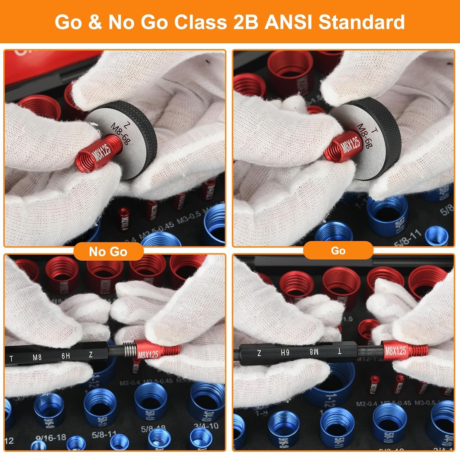 55Pcs Nut and Bolt Thread Checker 25 Metric + 30 SAE Inch Thread Gauge Set Deta