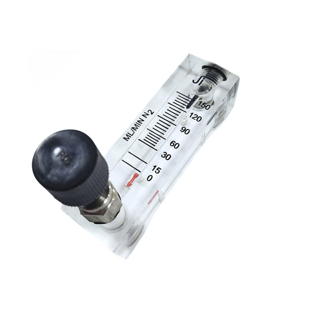 «Ji» Acrylic Tube Rotameter for N2, 0 – 150 ML/MIN, 1/4″ BSP (M) SS Connection