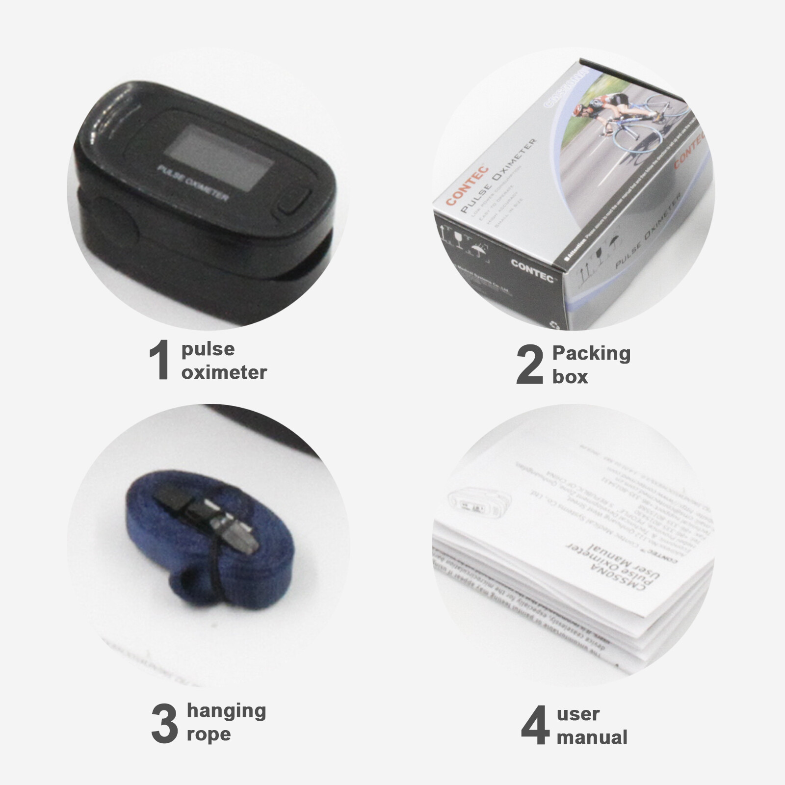 CONTEC Fingertip Pulse Oximeter,Blood Oxygen Spo2,Free Case,Lanyard,SPO2,PR USA