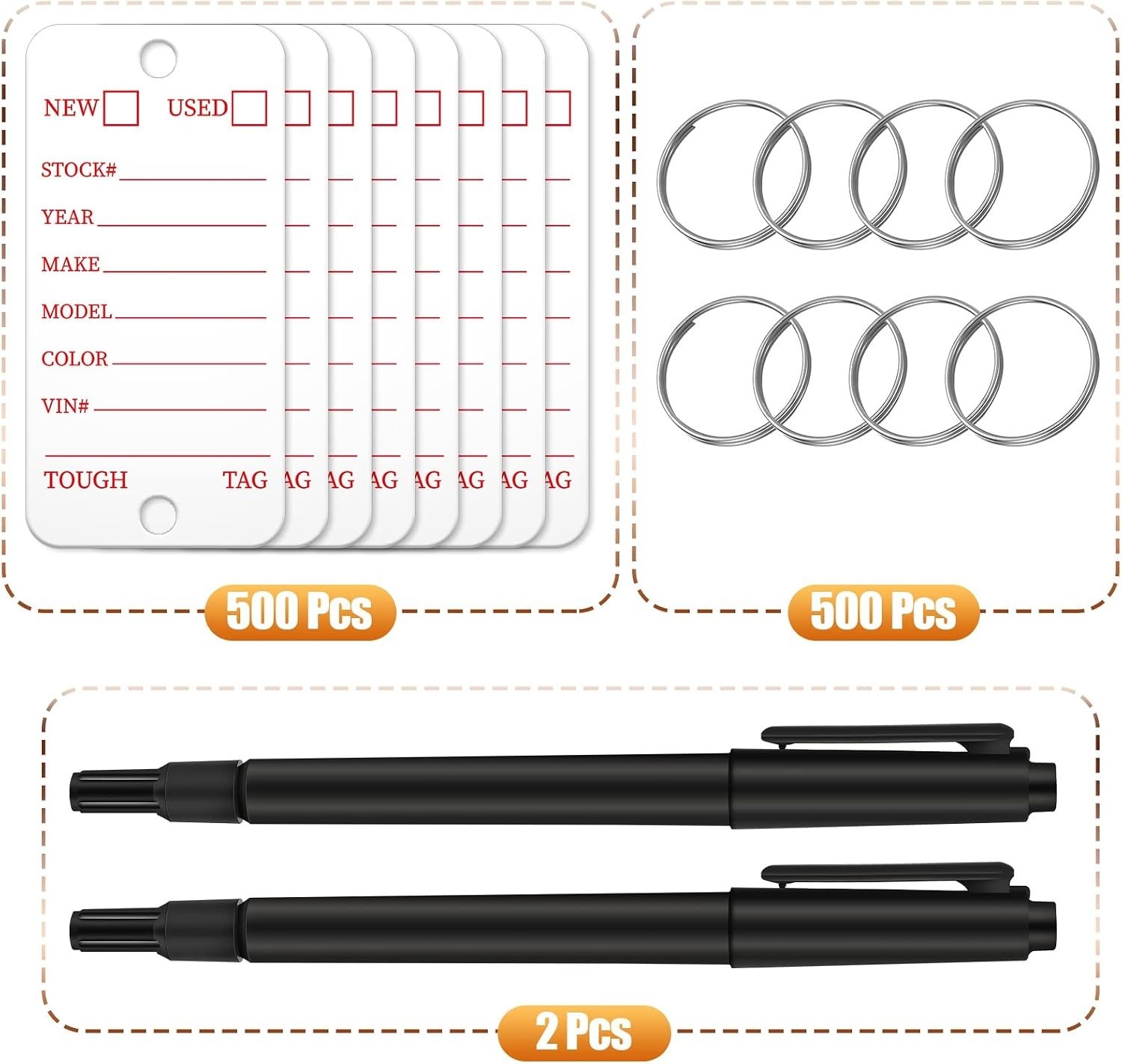 500 Pcs Poly Key Tags Plastic Dealership Car Key Tags with Labels for RV Auto Lu