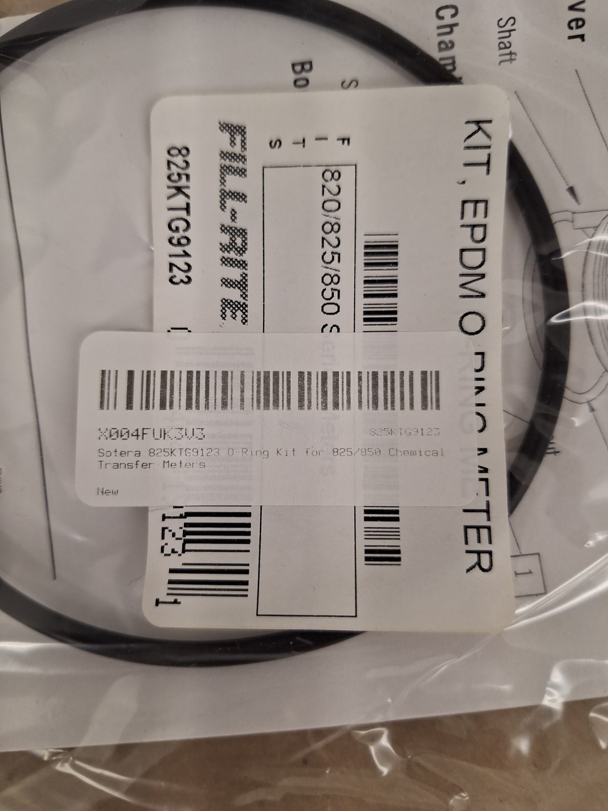 Sotera 825KTG9123 EPDM O-Ring Kit for 820 825 850 Chemical Transfer Meter – New