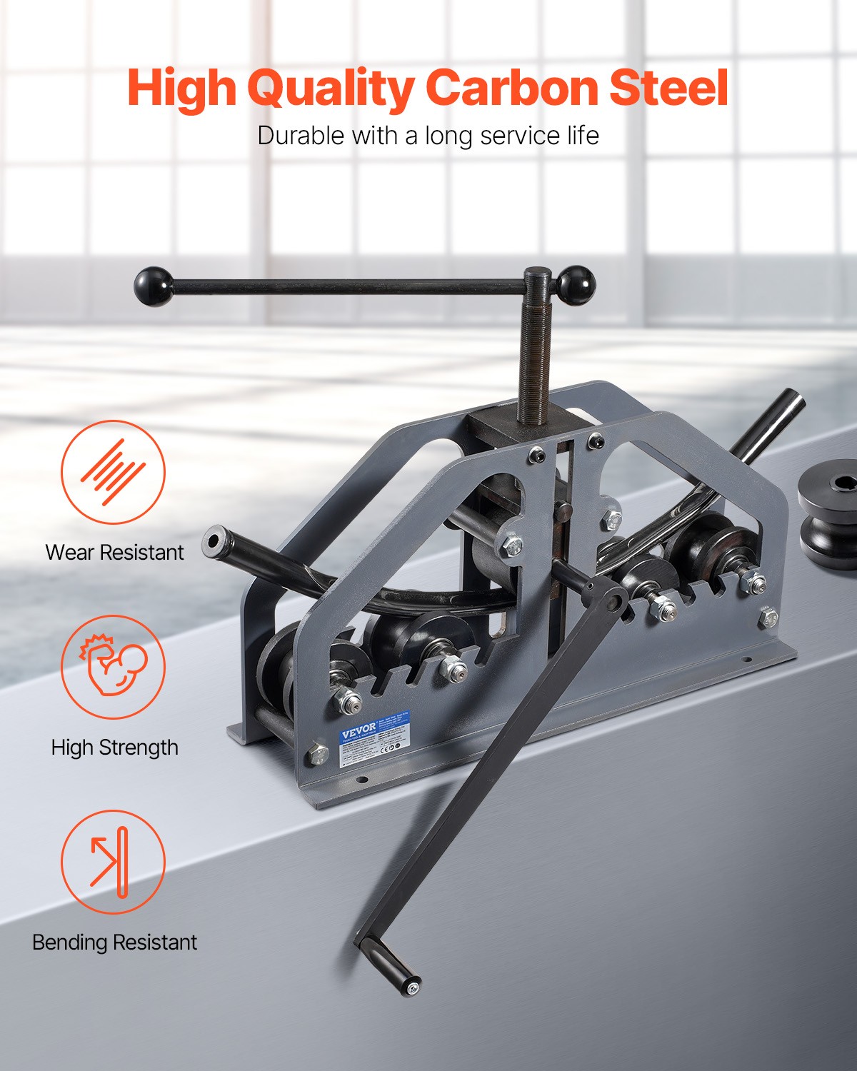 VEVOR Tube Roller Bender Max 1-1/2″ Manual Tube Pipe Roller Bender with 6 Dies