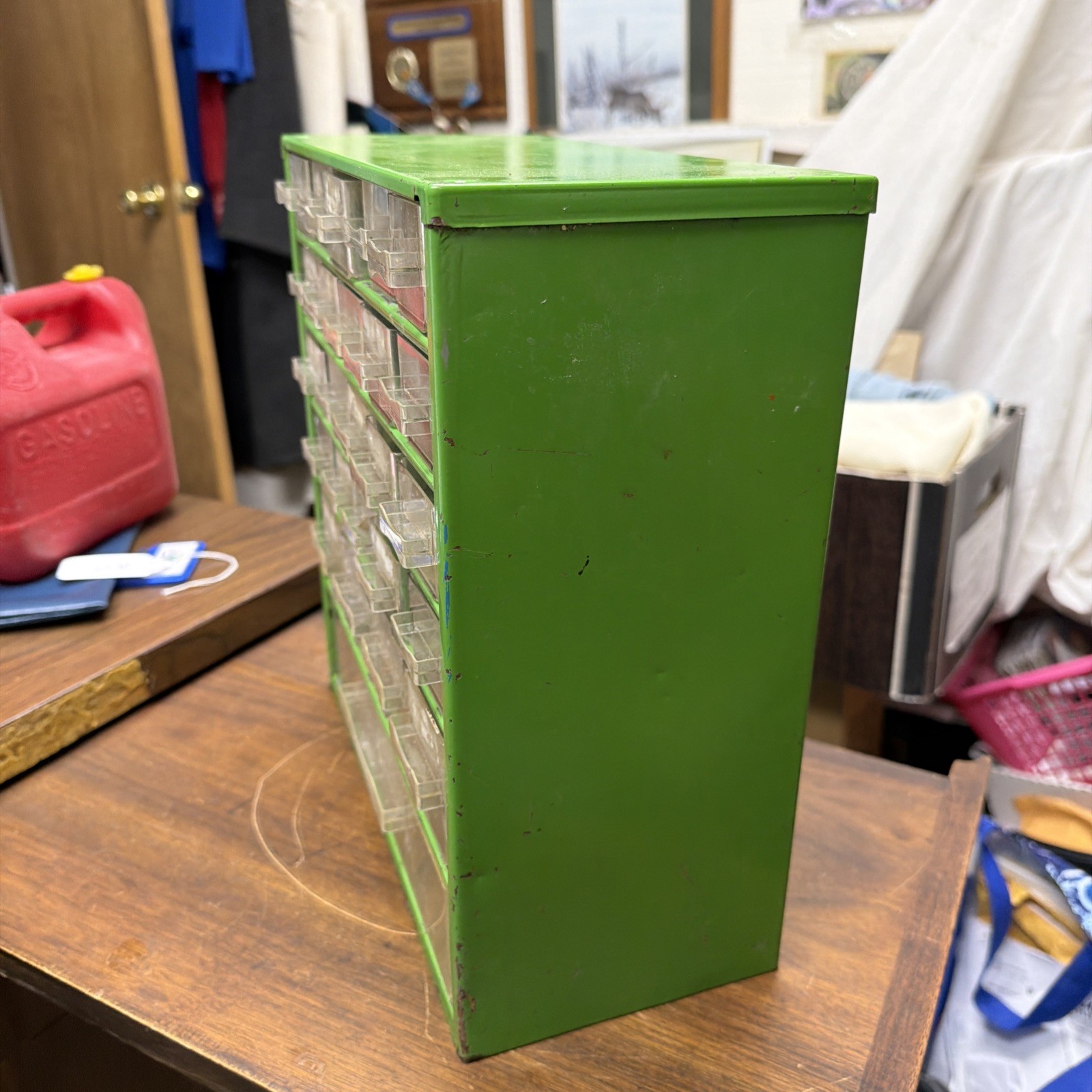 Vintage RAACO Corp Green Metal Storage Cabinet 25 Drawer Made In Denmark EMPTY!
