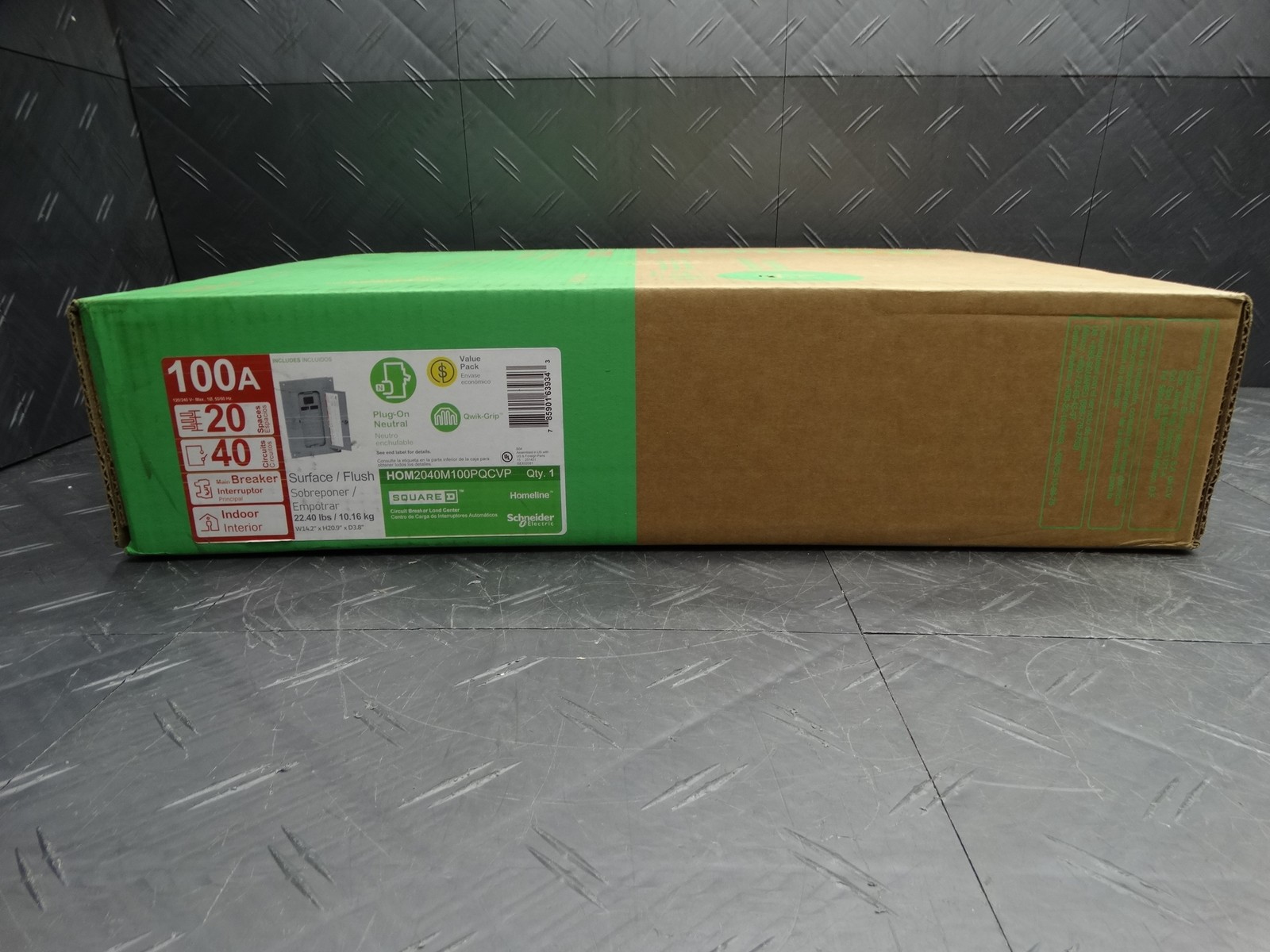Square D Homeline 100A 20-Space 40-Circuit Indoor Main Breaker Plug-On Neutral
