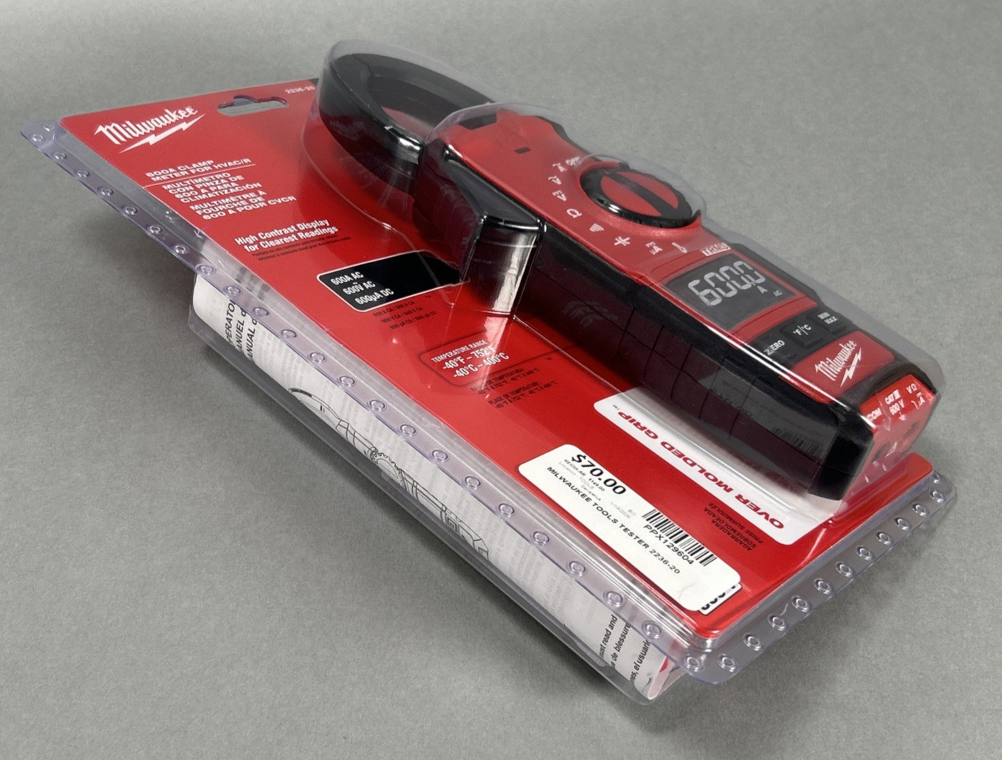 Milwaukee 2236-20 Clamp Meter for HVAC/R – Red