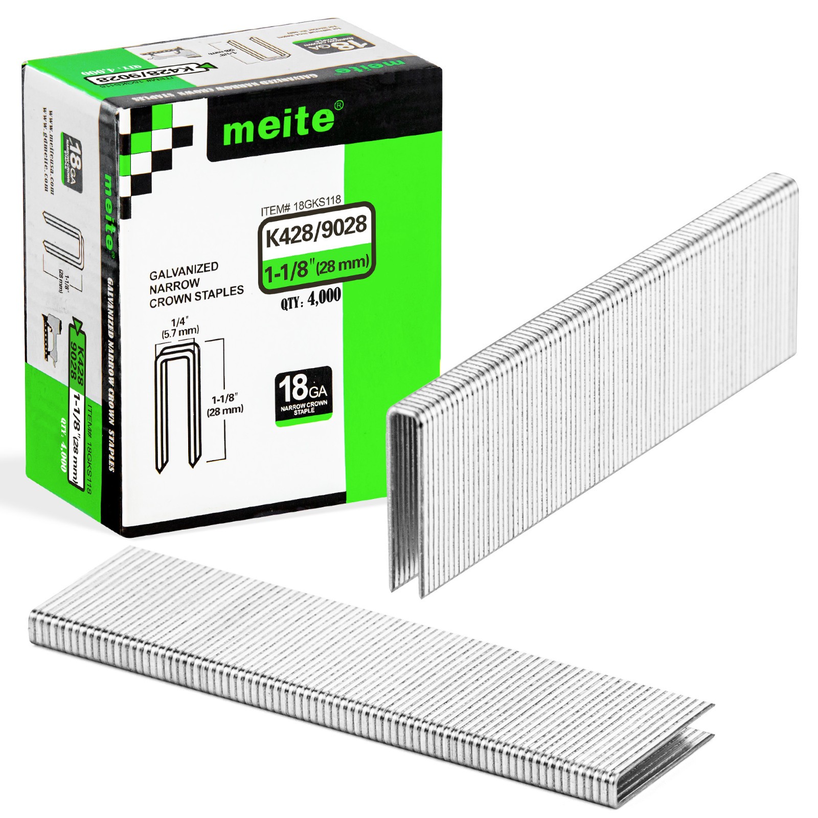 meite 18 Gauge 1/4″ Narrow Crown Staples 1/2″ to 1-1/2″ Length Heavy Duty Staple