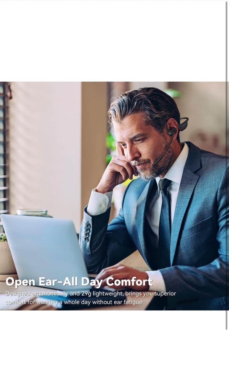 Open Ear Headphones with Mic, Bluetooth Headset with Microphone AI Black NEW!!!
