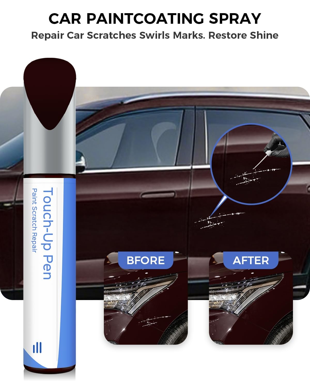 C9 Diamond Red Metallic Tinted Clearcoat Touch Up Paint Compatible Lincoln Chips