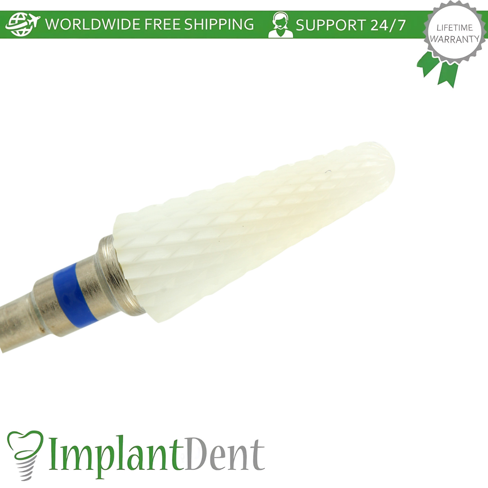 Dental Zirconia Bur Standard Grit Cross Cut Conical 6400502 Ø6.0mm x 14.5mm