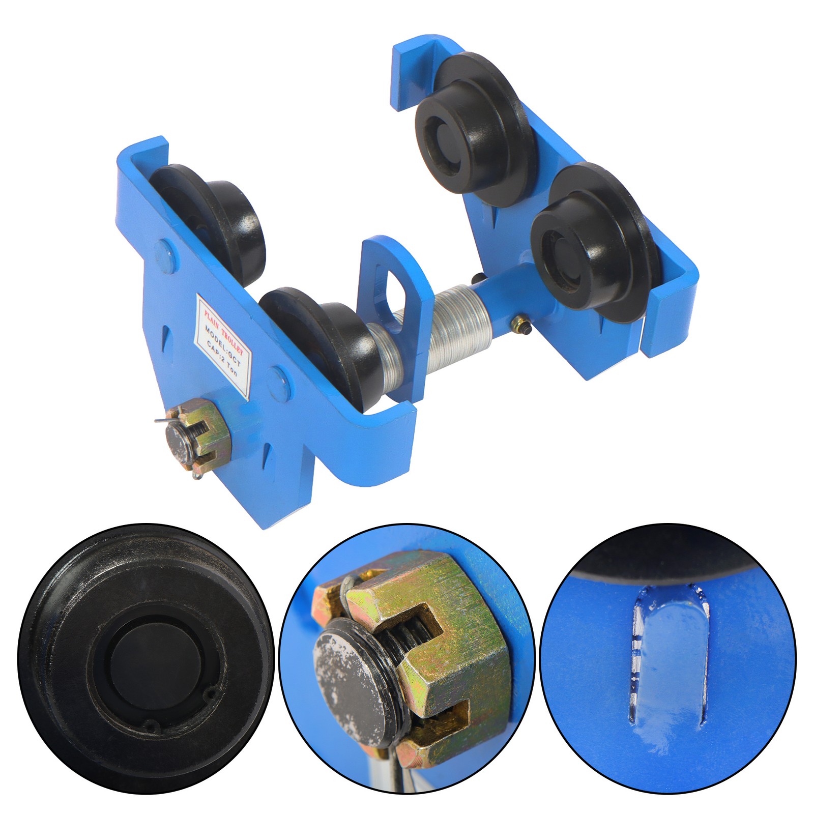 4400 LBS/2 Ton Dual Wheels I-Beam Hand Trolley Alloy Steel 65-180mm Adjustable