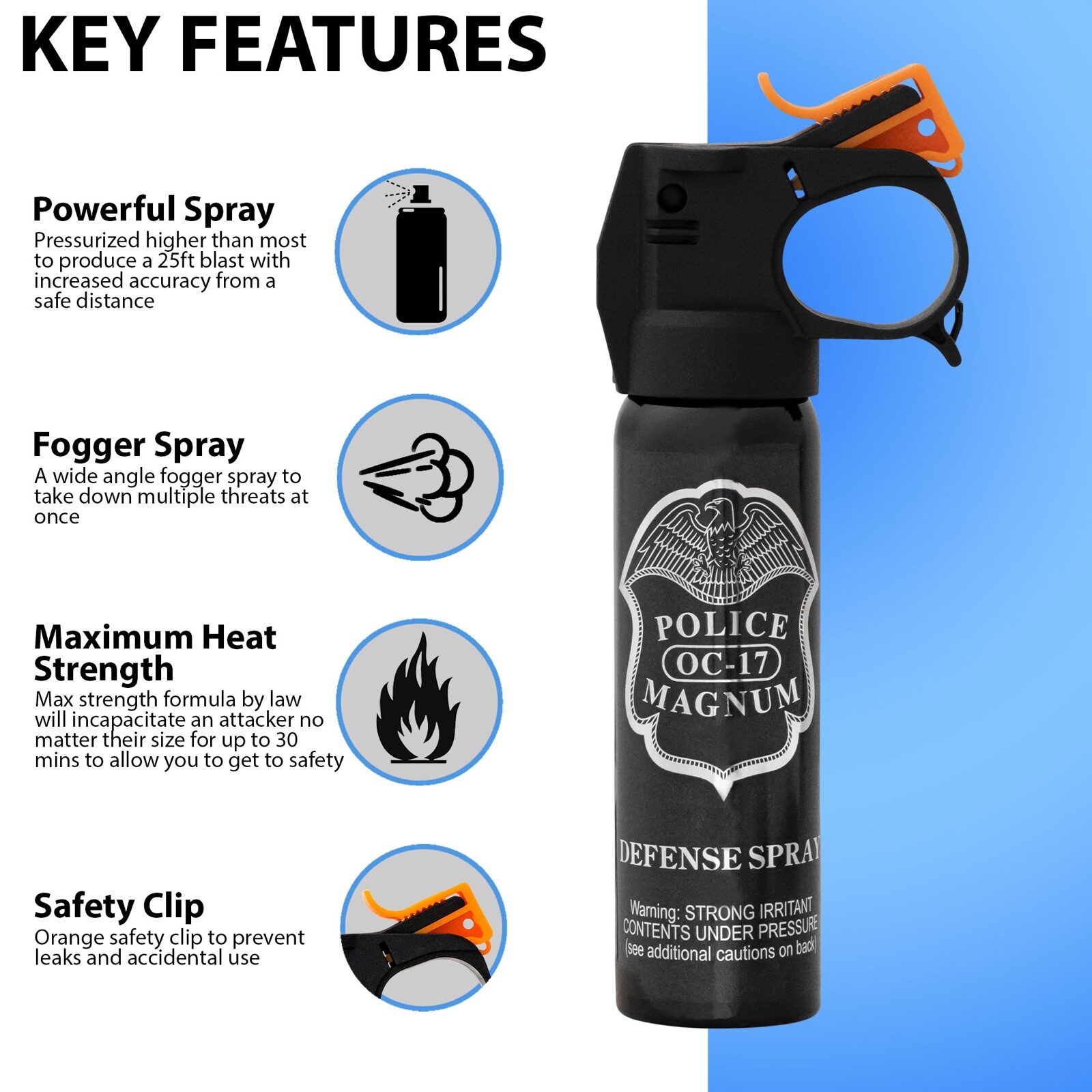 2 POLICE MAGNUM Pepper Spray 4oz FireMaster Fogger Home Defense Protection OC