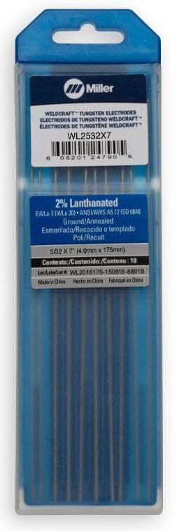 Miller Weldcraft WL2532X7 2% Lanthanated Tungsten Electrode 5/32 X 7″, 10 pack