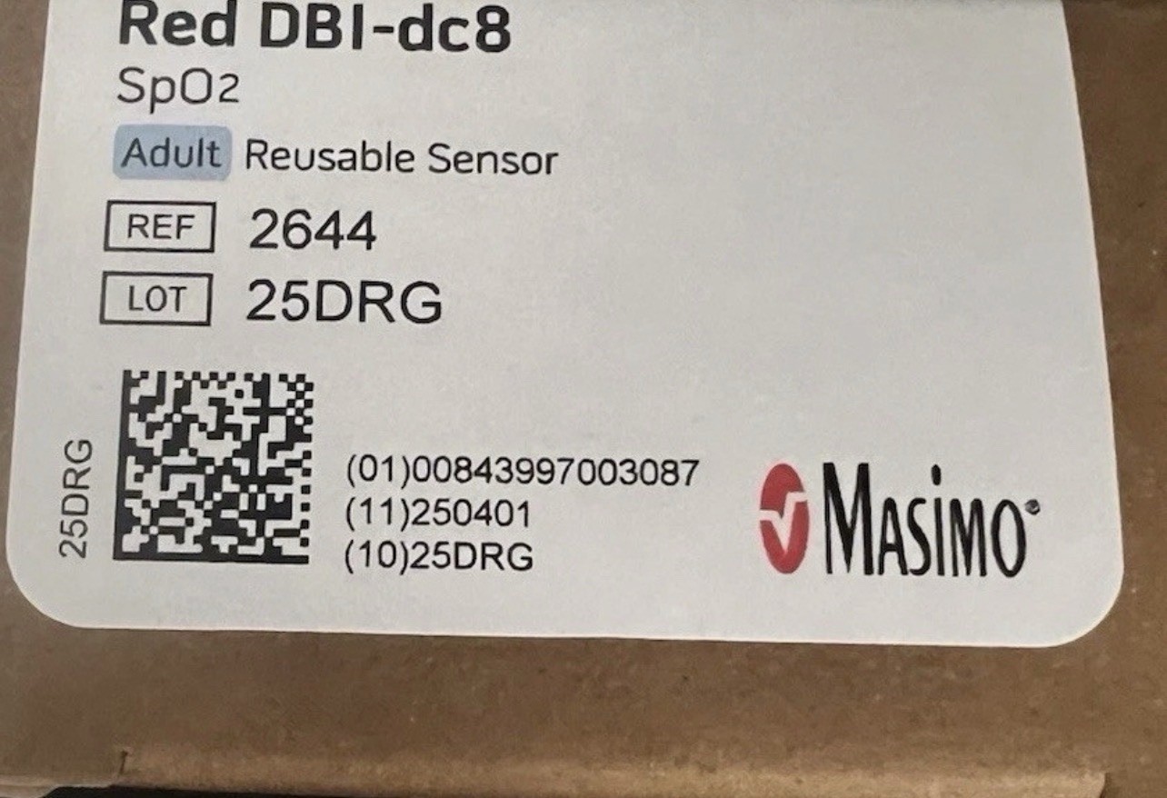 NEW OEM Masimo 2644 RD Red DBI-dc8 Adult Reusable Sensor 8 Ft 2.4m