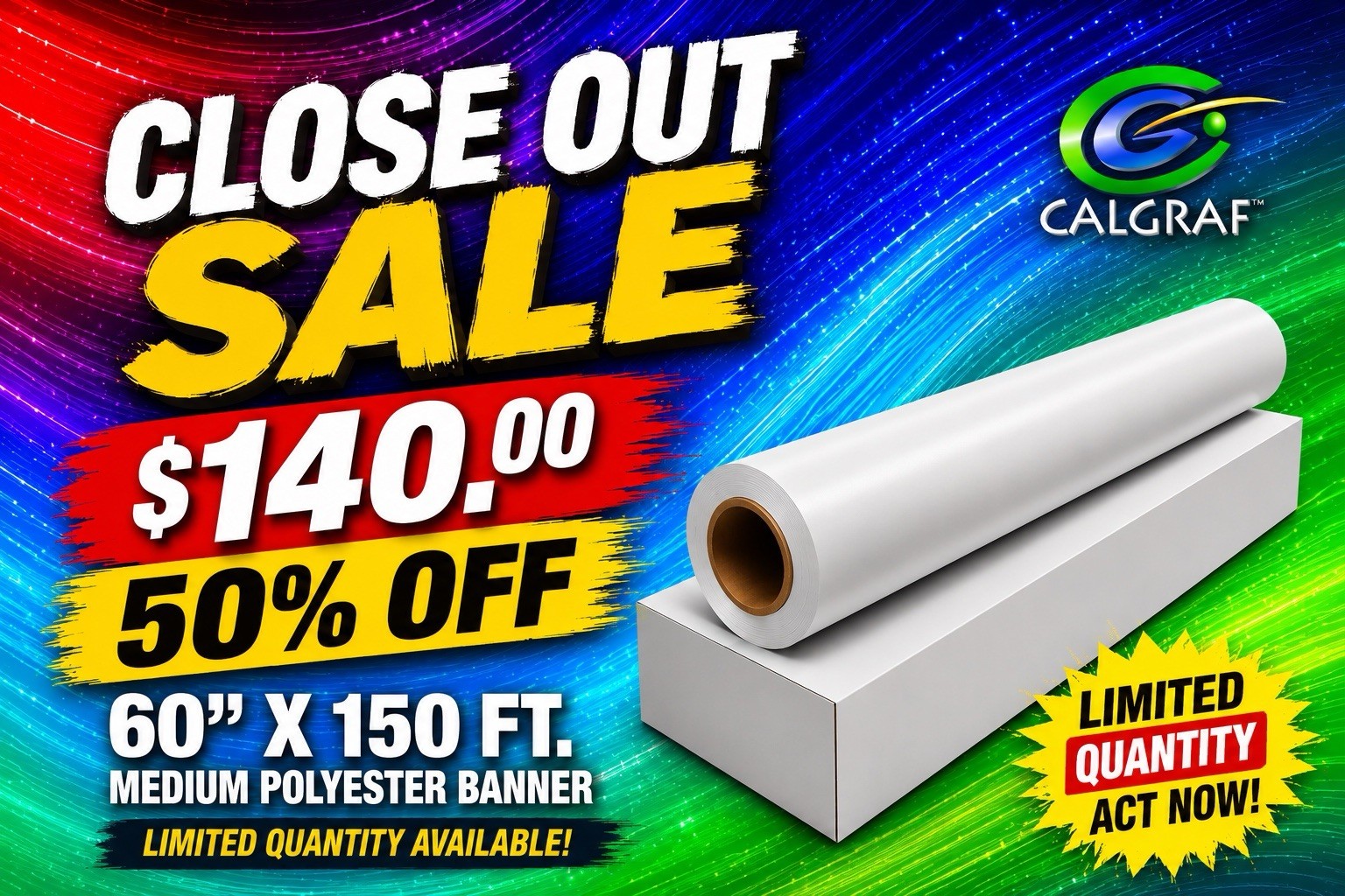60” x 150FT Medium Polyester Banner canvas Roll Solvent UV Latex Printable