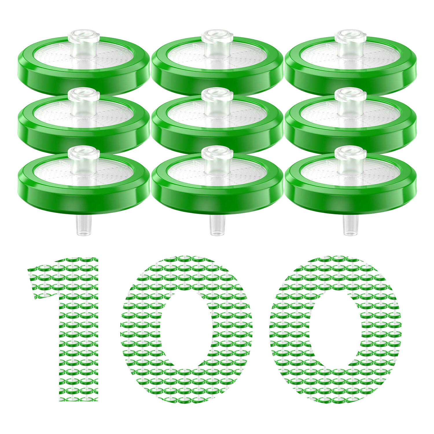 100PCS PES Syringe Needle Filter 25mm 0.22μm Disposable Hydrophilic Prefilter GC