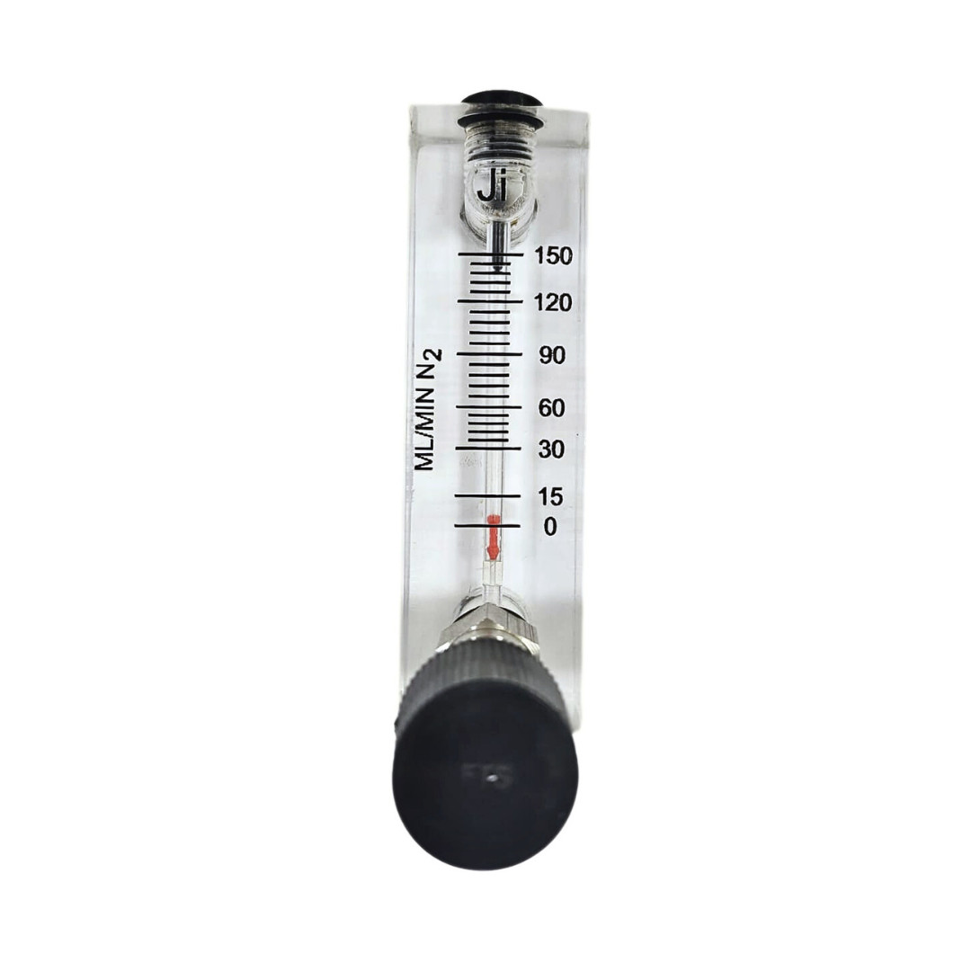 «Ji» Acrylic Tube Rotameter for N2, 0 – 150 ML/MIN, 1/4″ BSP (M) SS Connection
