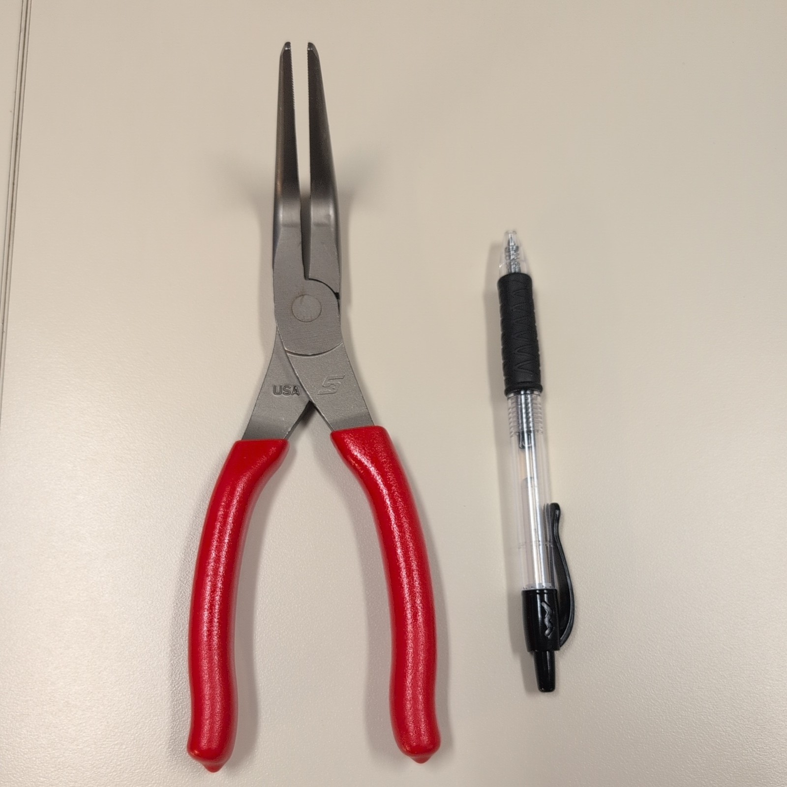 New! Snap On 497ACF 7″ 90 Degree Angle Talon Grip Needle Nose Pliers , Red