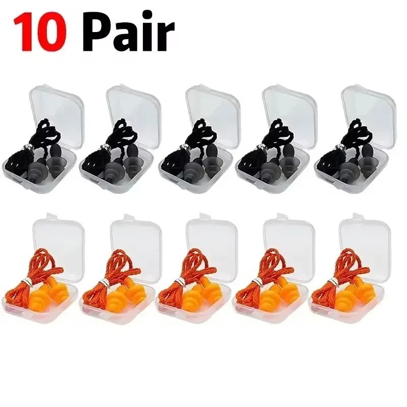 Corded Ear Plugs Soft Silicone Reusable Earplugs Noise Cancelling Safe Hearing