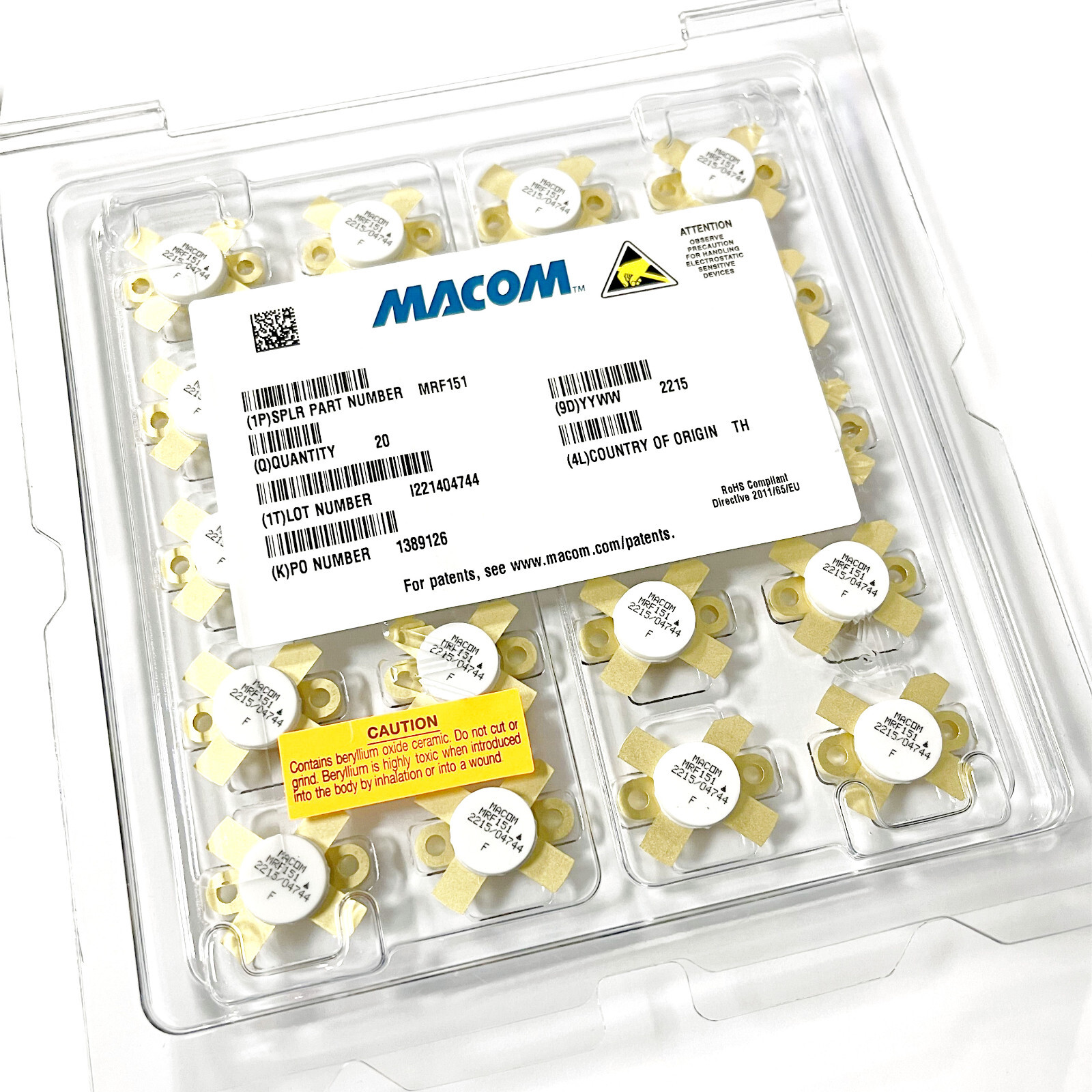 MACOM MRF151 RF Power Field-Effect Transistor 150 W to 175 MHz 50 VDC NEW 1PCS