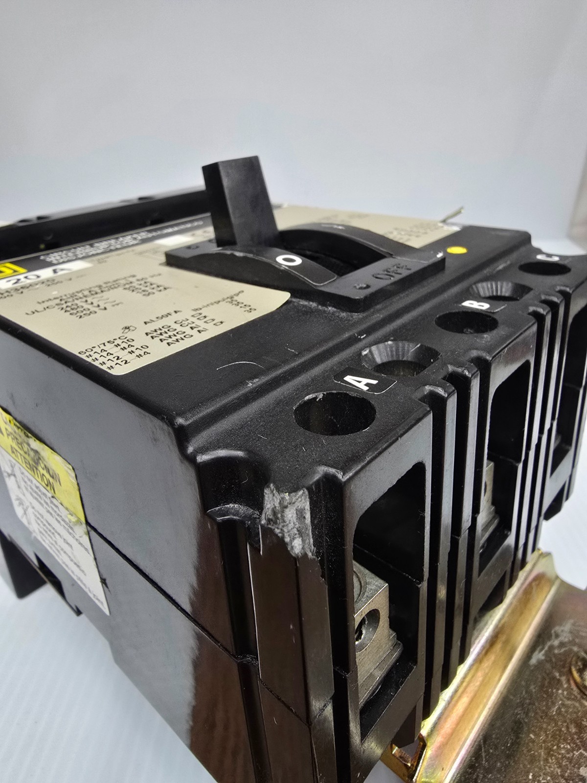 Square D 20 Amp I-Line Circuit Breaker 600 VAC 3 Pole 65 kA FH36020