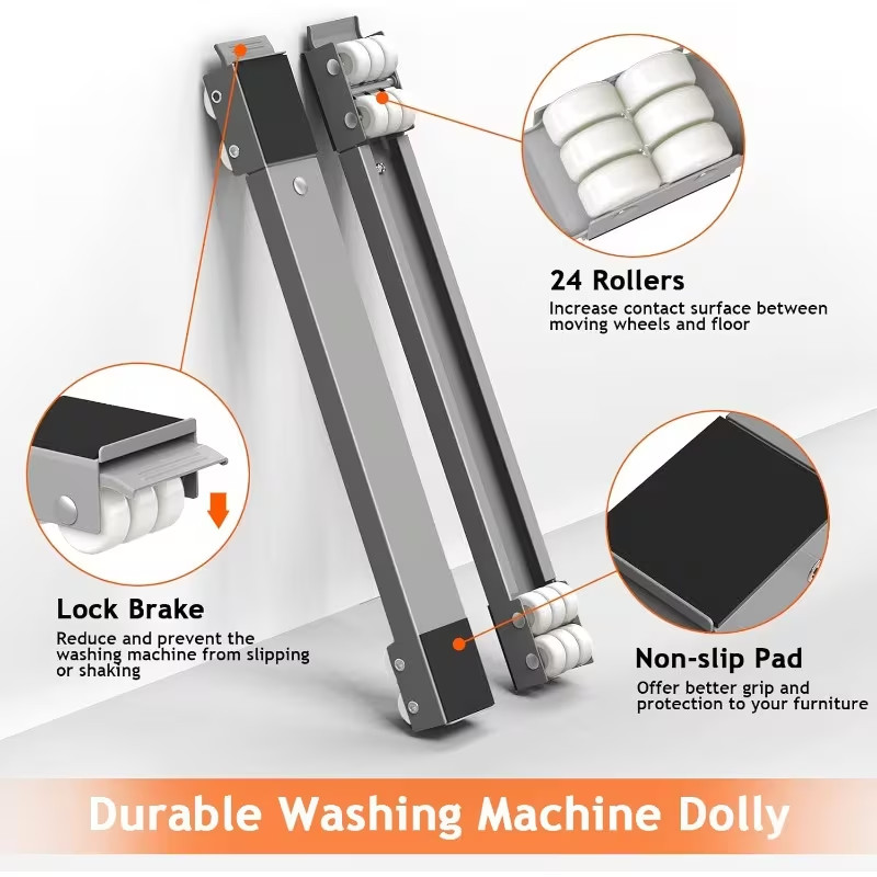 2PCS Adjustable Appliance Dolly Base w/ Wheels for Fridge Washer Dryer