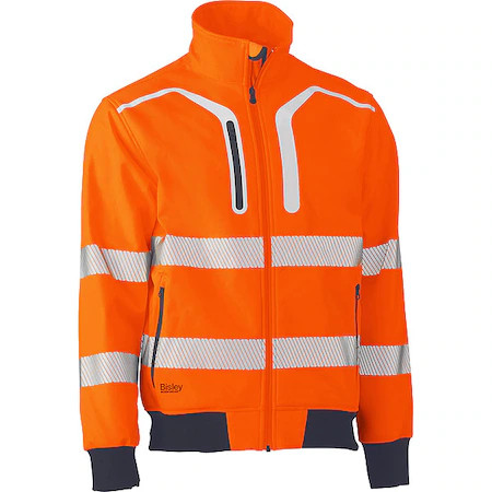 Bisley 333M6979t-Or/4Xl Hi-Vis Softshell Jacket, Polyester, Class 3 R, Hi-Vis
