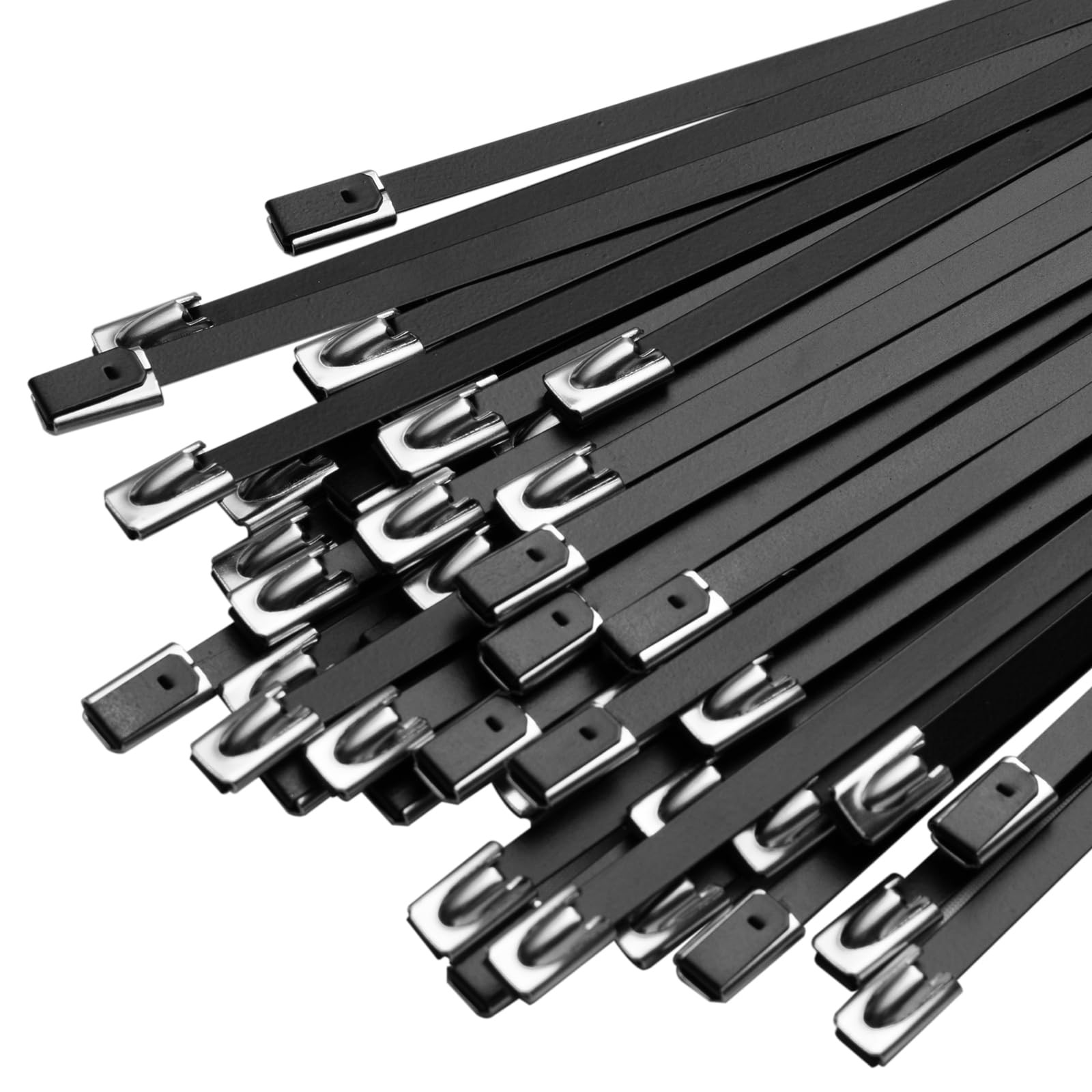 SCITOOLS Metal Zip Ties Black 11.8in Stainless Steel 0.18in x 11.8in,