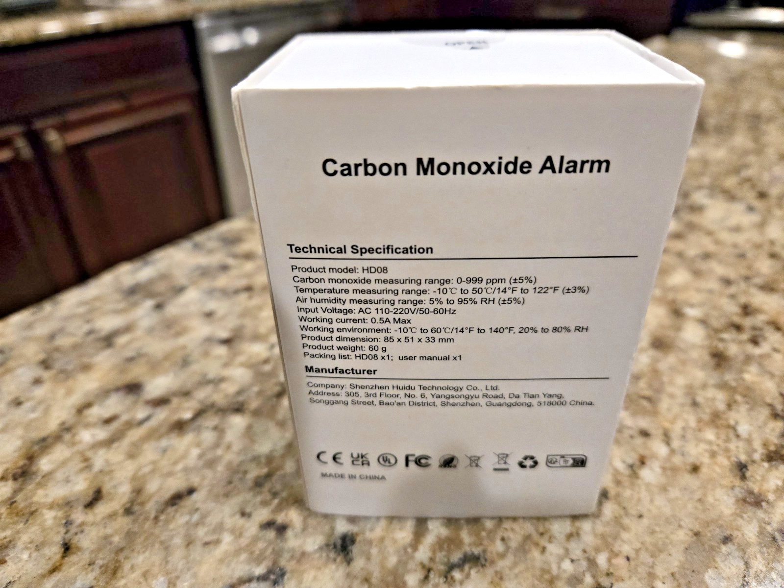 Carbon Monoxide Natural Gas Detector Temp Humidity HD08 Rechargeable New