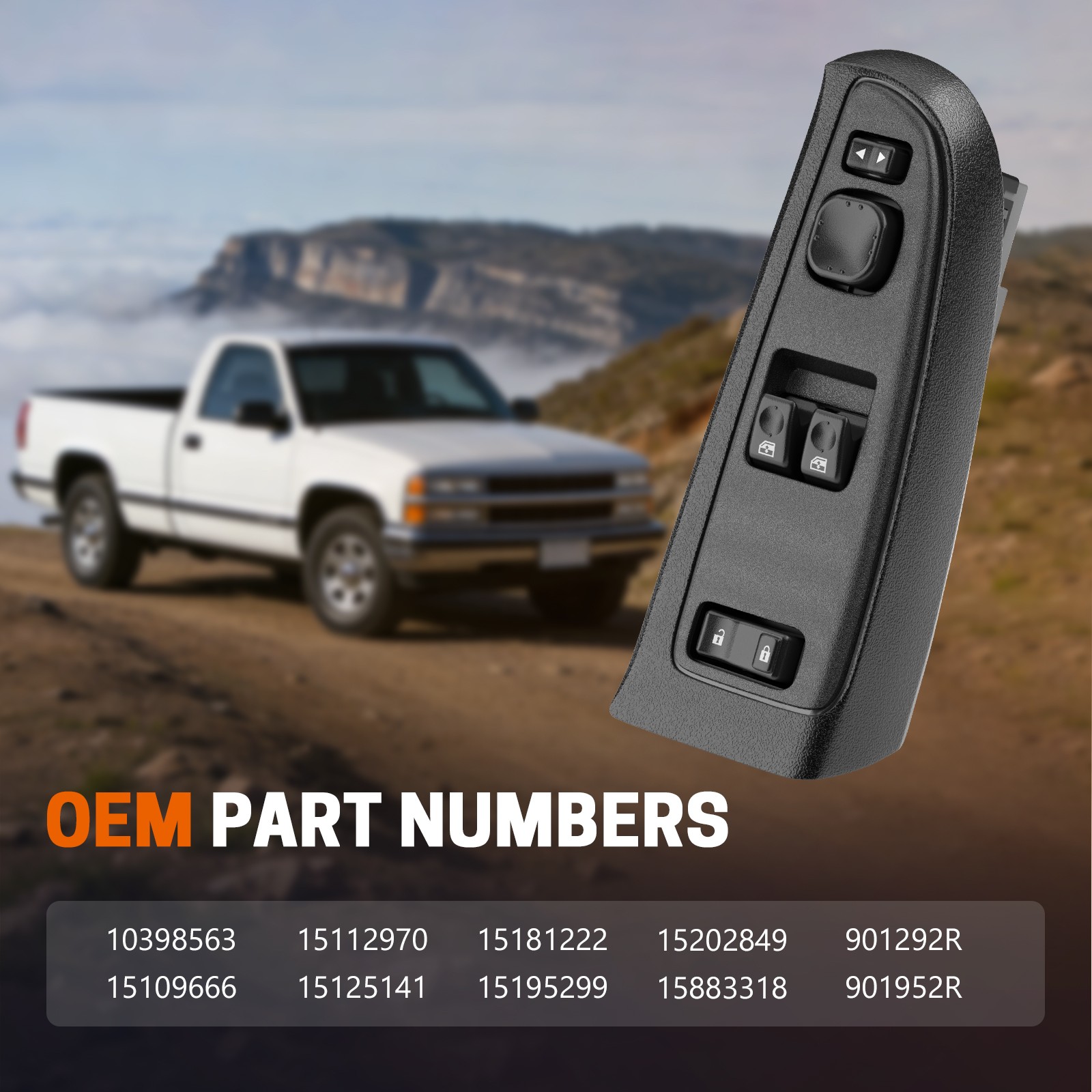 Power Window Switch Front Driver Side For GMC Sierra Chevy Silverado 15883318