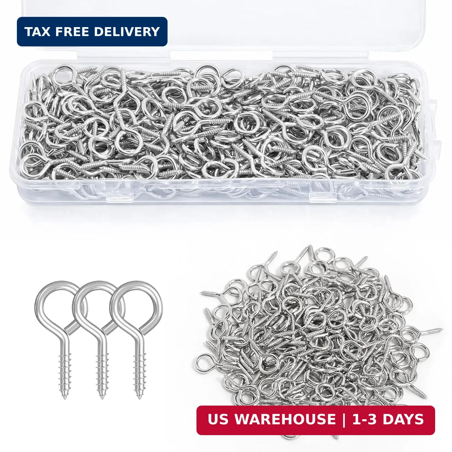 300PCS Eye Screws, 0.63 Inch Heavy Duty Screw Eye Hooks,Self Tapping Eye Bolts,