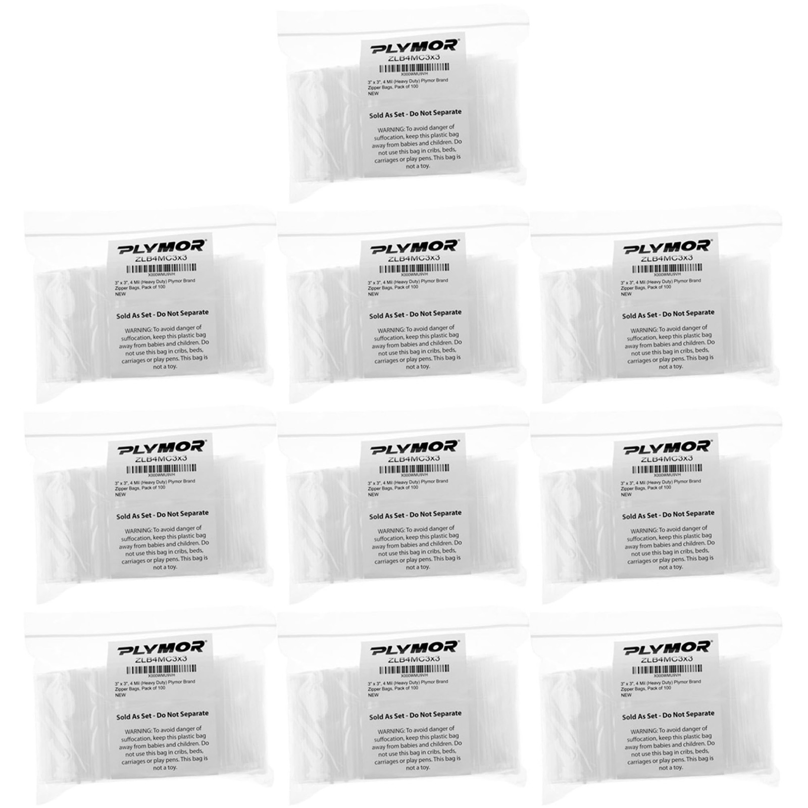 Plastic Bags 3×3 Inch 4 Mil Heavy Duty Zipper Reclosable Case 1000 Plymor