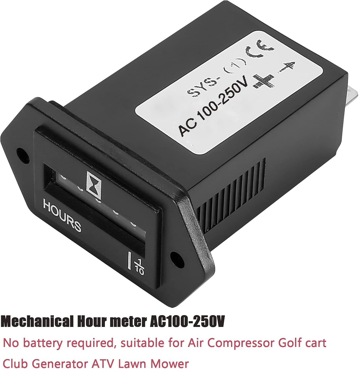 Mechanical Engine Hour Meter AC 110V 120V 220V 230V for Air Compressor Golf Cart