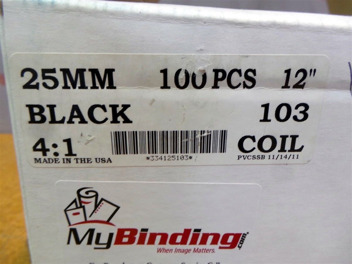 My Binding Black 12″ 20mm 25MM Coil Binding Spiral Spines New Lot of 300