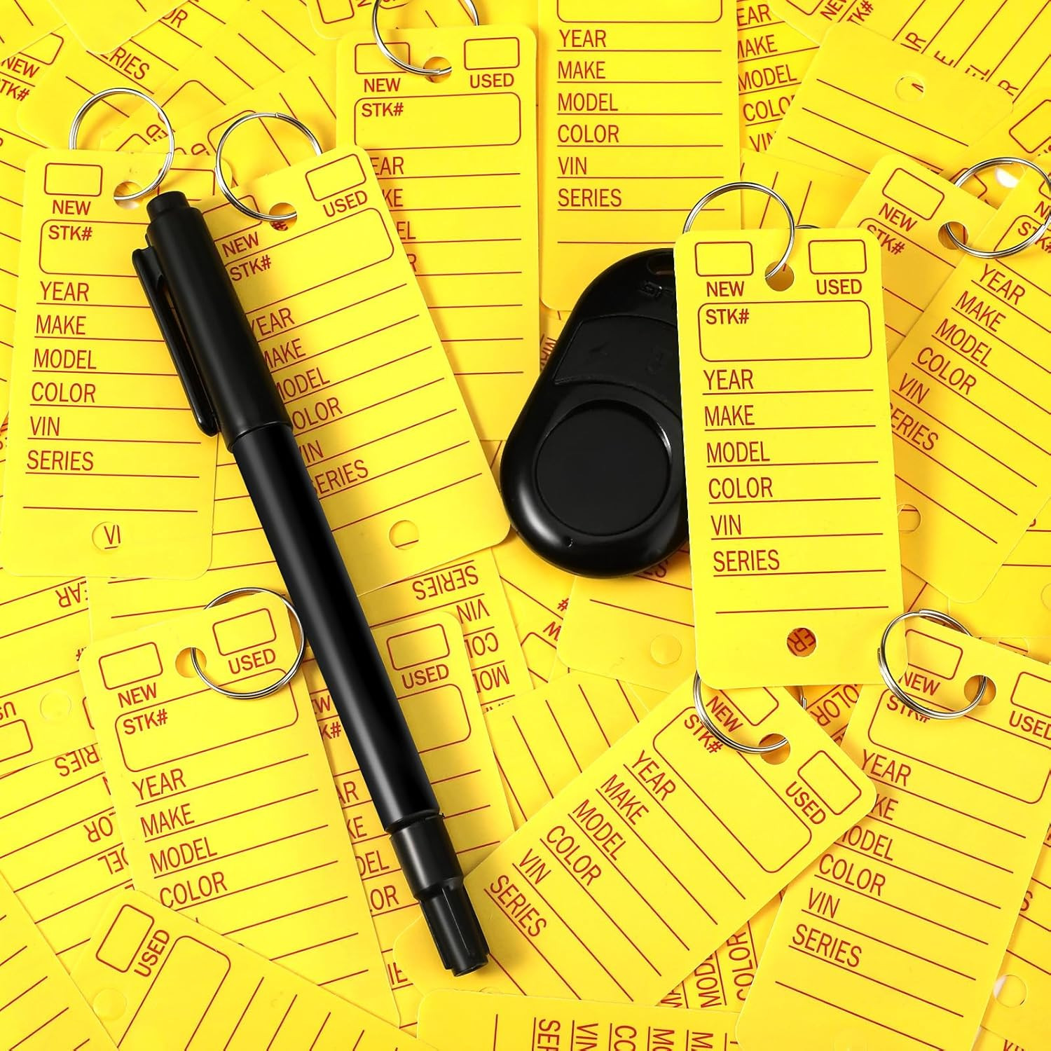 200 Pcs Poly Car Key Tags with 200 Pcs Rings and 2 Markers