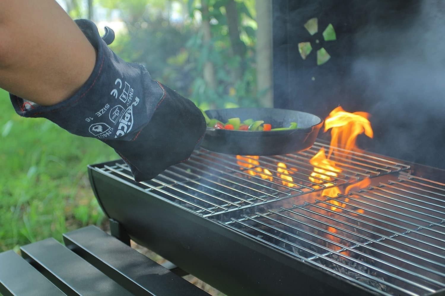 Fireproof 16″ Leather Gloves 932°F Heat Resistant for Grill, Fireplace, Welding