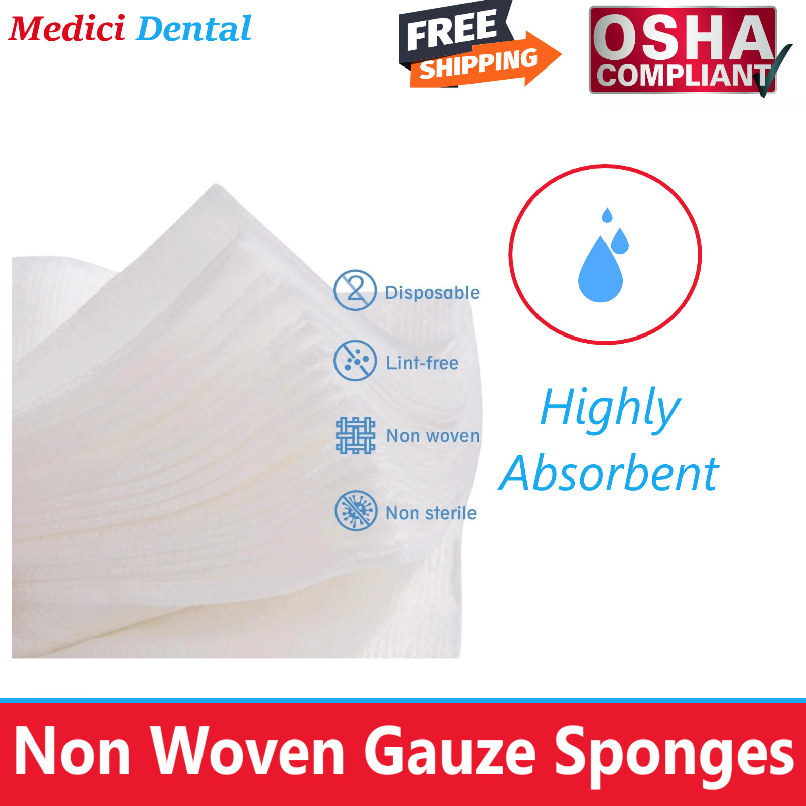 2×2 Non Woven Gauze Sponges 4-Ply, Non-Sterile Cotton Dental Medical (800 Pack)