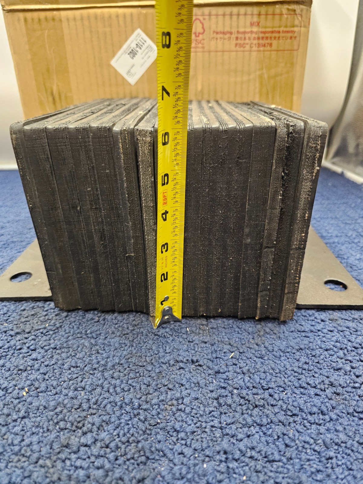 Dock Bumper Rectangular, 13 in L x 10 in W x 6 in H, Laminated Rubber 1110-1002