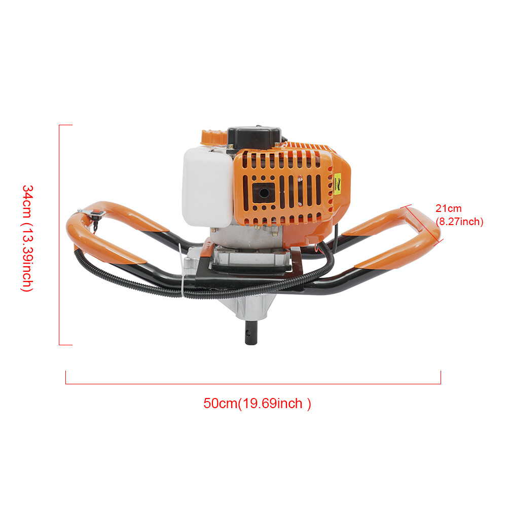 72CC/52CC Post Hole Digger Gas Powered Earth Auger Borer Ground w/ 4″ 6″ 8″ Bits