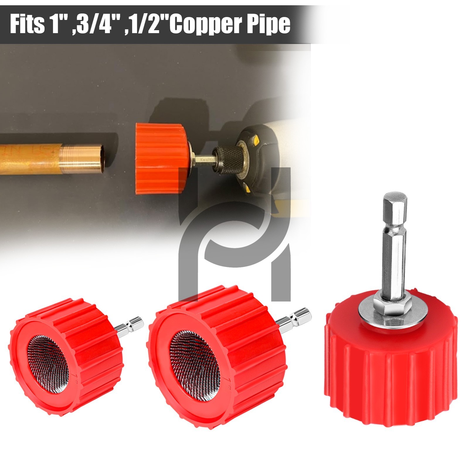 Copper Pipe Cleaner Set for Drill 1/2″ 3/4″ 1″ Bore Brush Kit Plumbing HVAC Tool