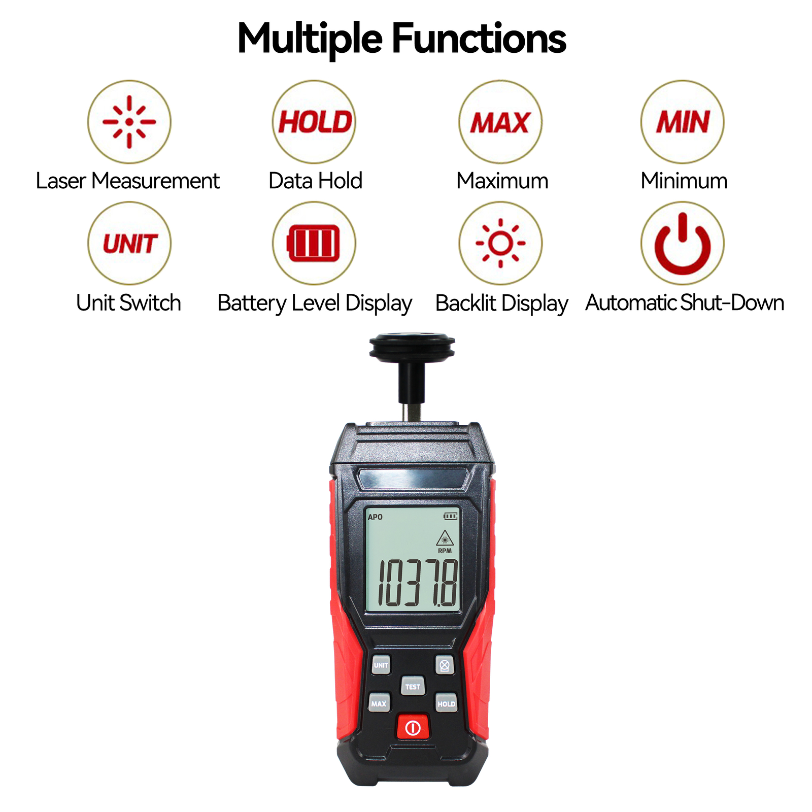 Digital Tachometer Non-Contact 3~100000RPM, Contact 3~19999RPM RPM Tach