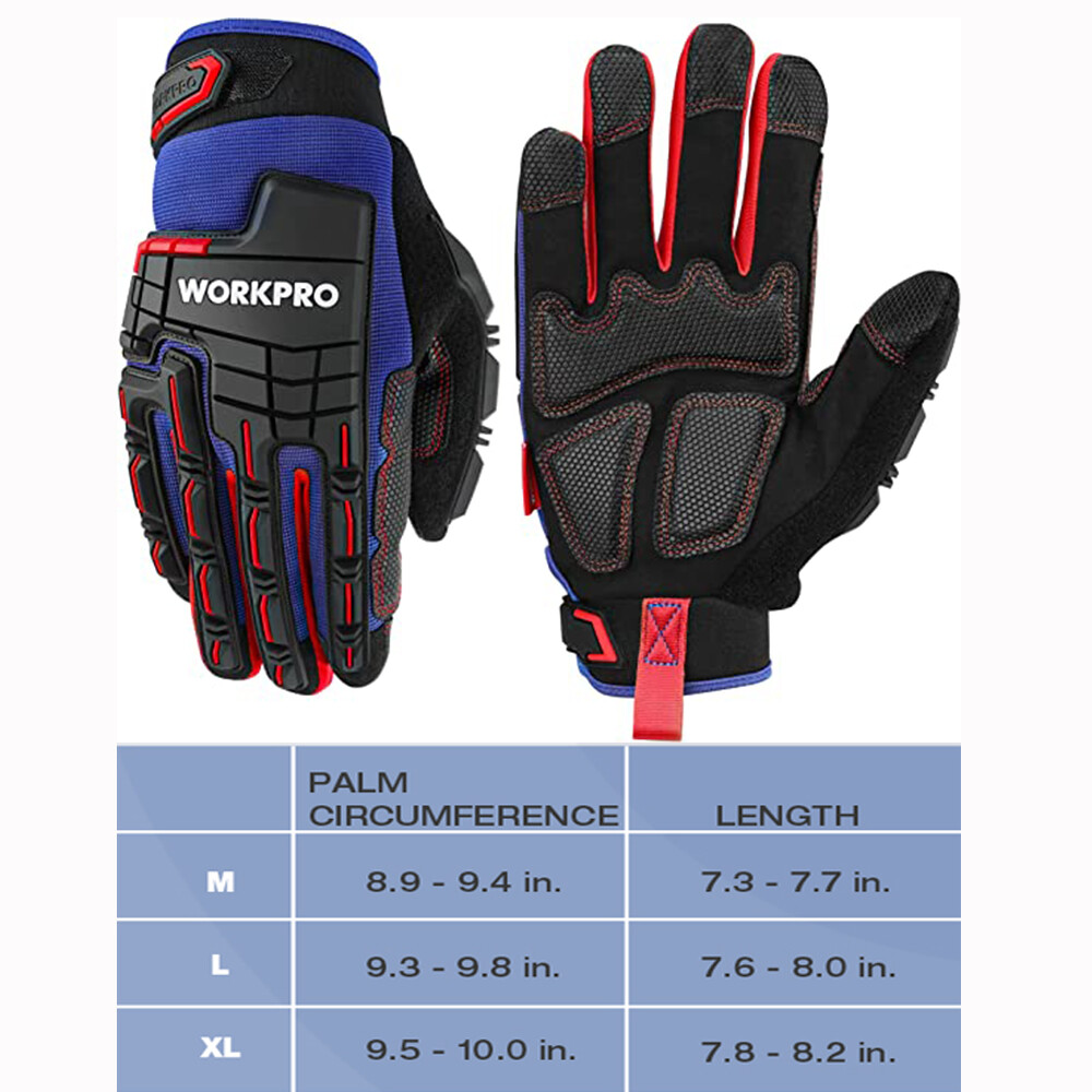 WORKPRO Heavy Duty Work Gloves w/PVC Protection Synthetic Leather Wear-Resistant