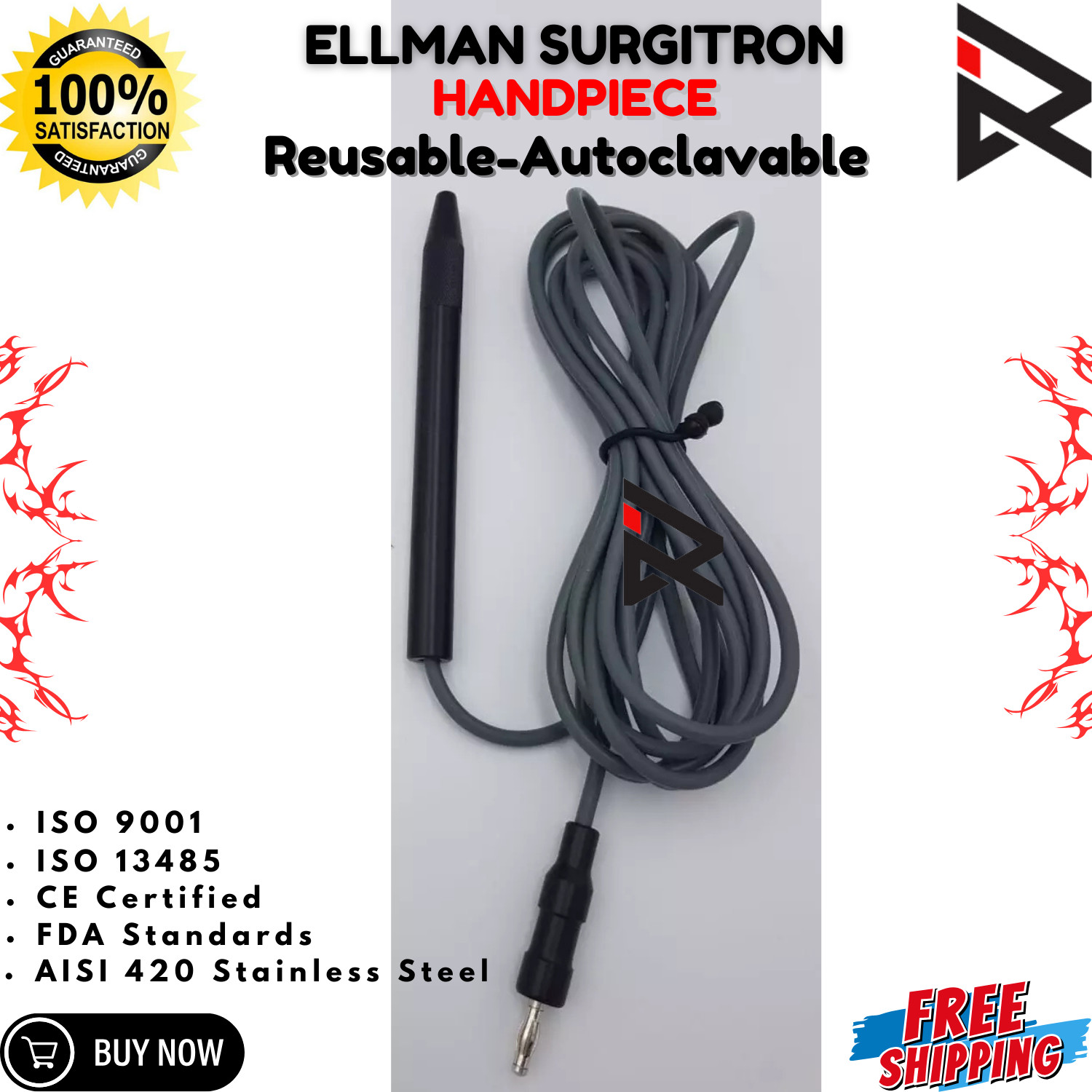 7Pcs Needle Electrode & Ellman FFPF Handpiece Reusable-Autoclavable CE/FDA