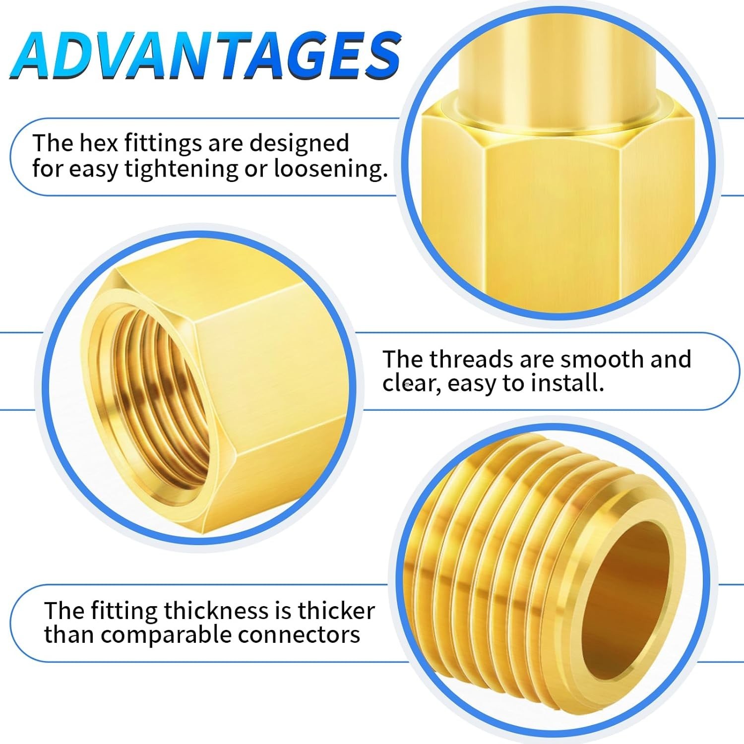 **2 Pack 1/8″ NPT Brass Long Nipple Pipe Male x Female 2″ Length**