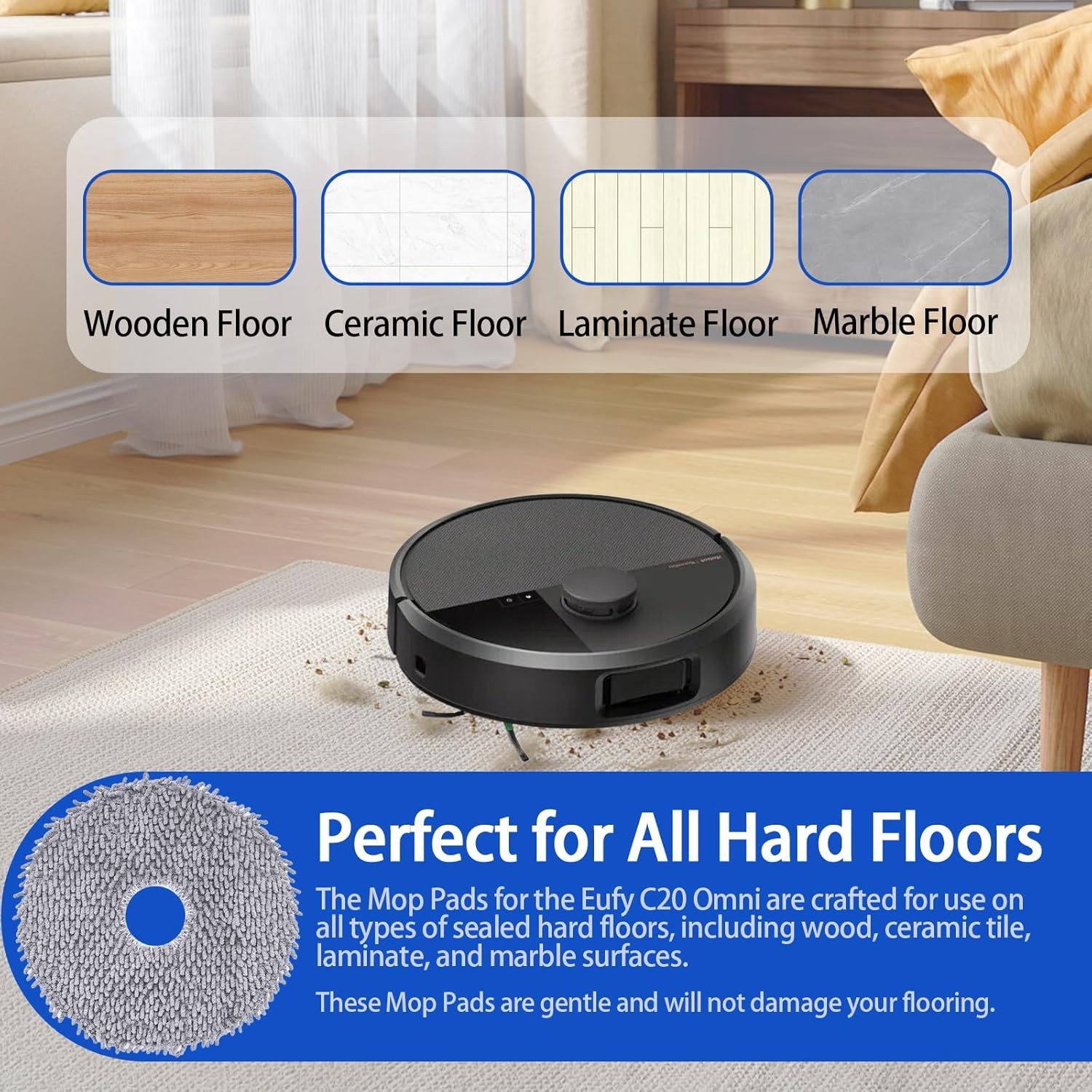 6 Pack 405/505 Replacement Mop Pads for iRobot Roomba Plus 405/505 Combo Robot