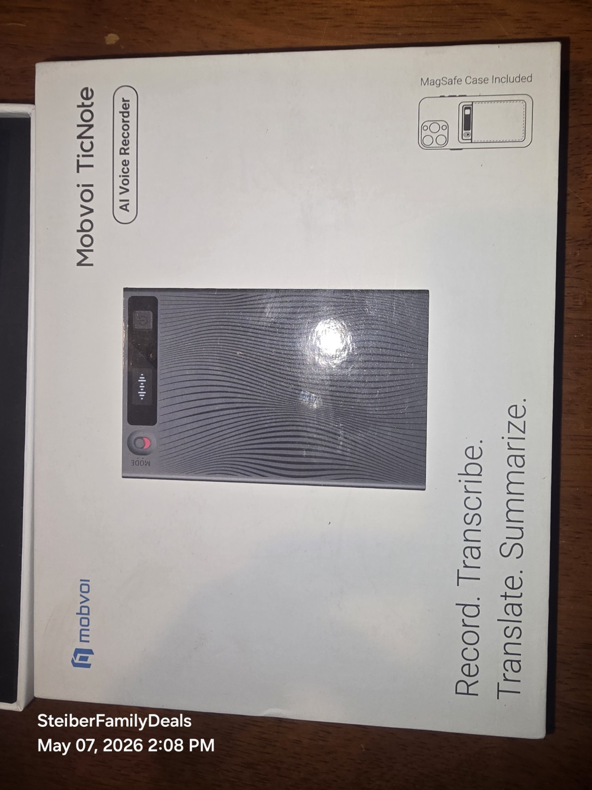 Mobvoi TicNote AI Voice Recorder 64GB Memory Note Recorder w/Case App Control
