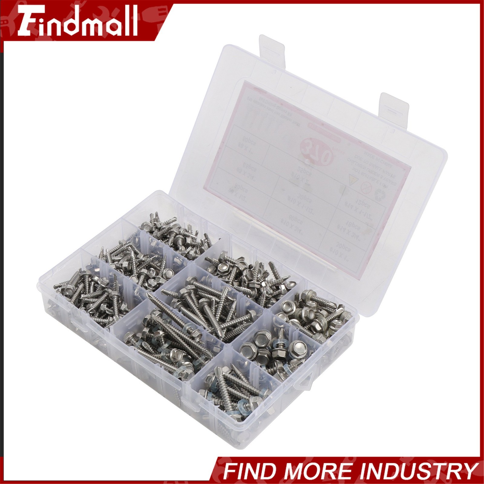 370Pcs #8#10#14 Self Drilling Screws Assortment Kit,410 Stainless Steel