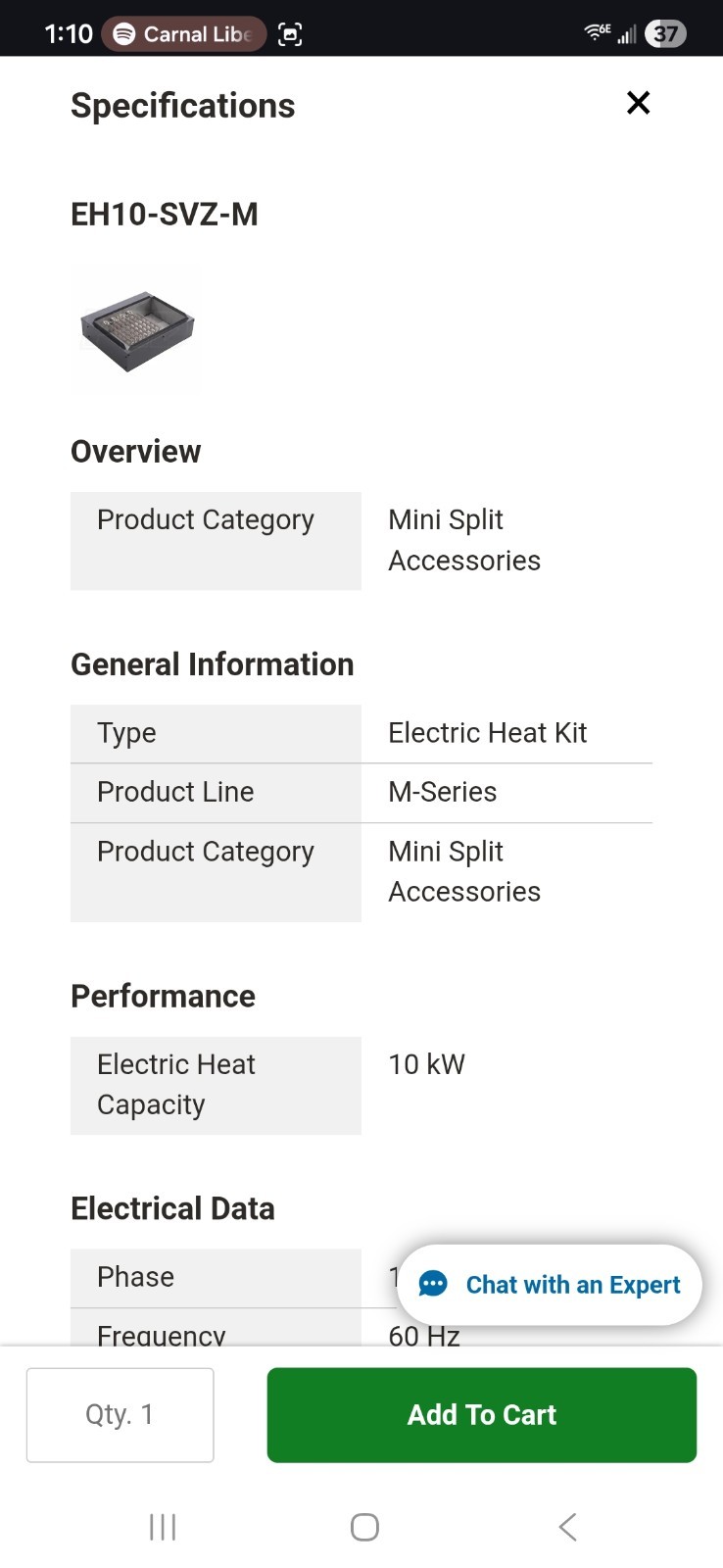 NEW Open Box MITSUBISHI 10KW HEAT KIT EH10.SVH.M Electric Heater Heating Module