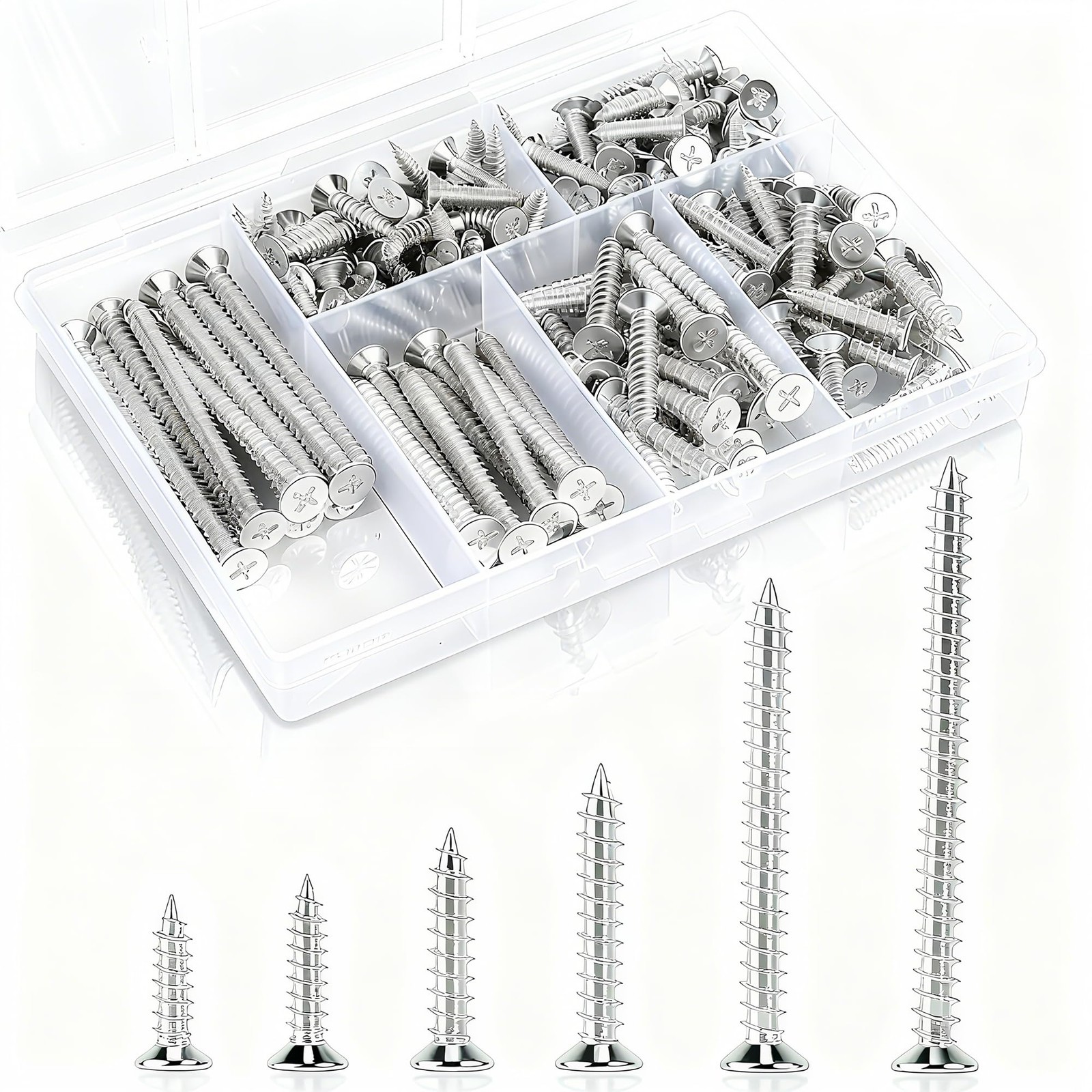 150 Pcs Wood Screws Assortment Kit, 6 Sizes High Hardness Assorted…