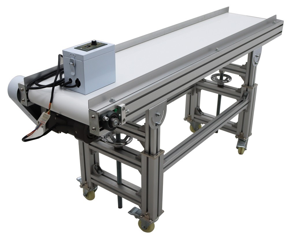 Length 59inch Width 11.8inch PVC Flat Belt Aluminum Frame Conveyor Machine 110V