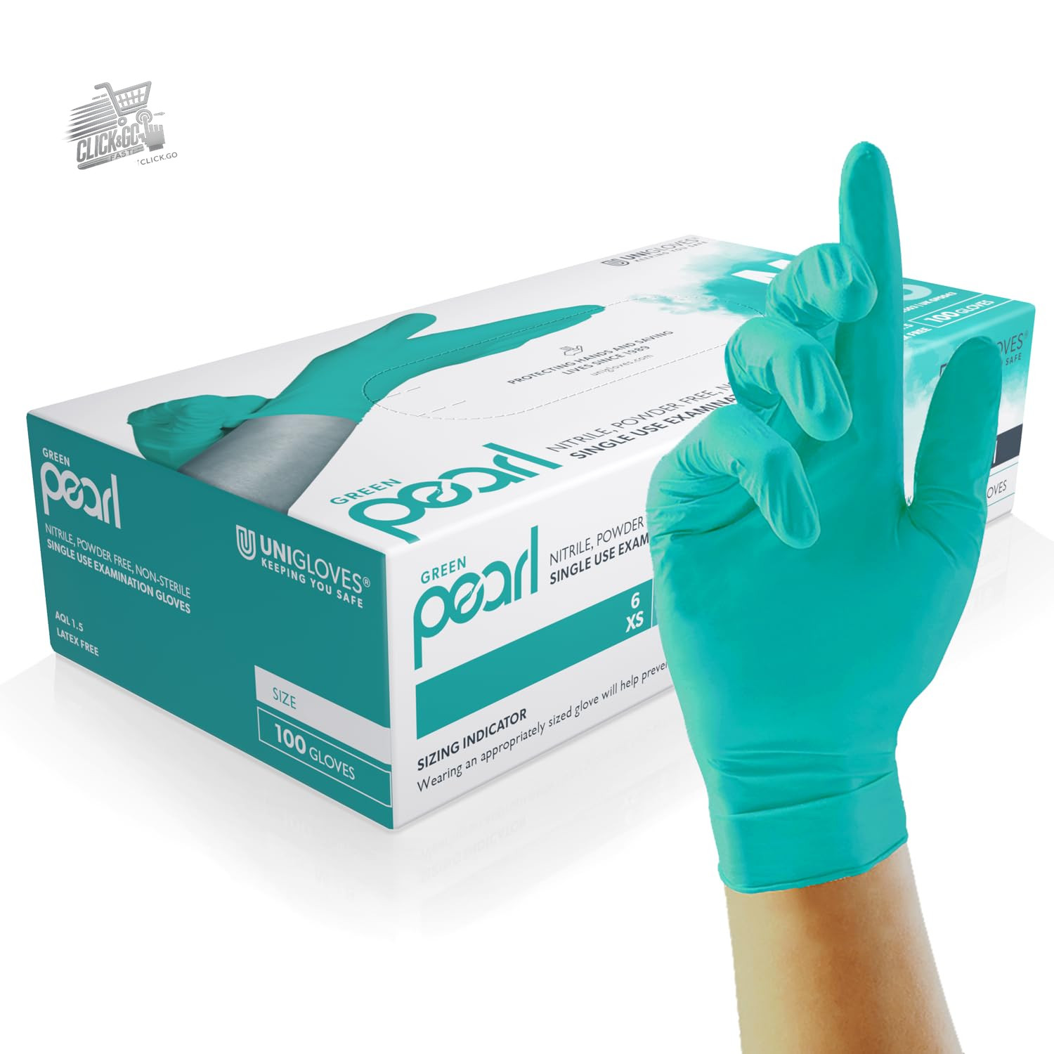 Green Pearl Nitrile Gloves M Disposable Latex Powder Free Medical Food 100